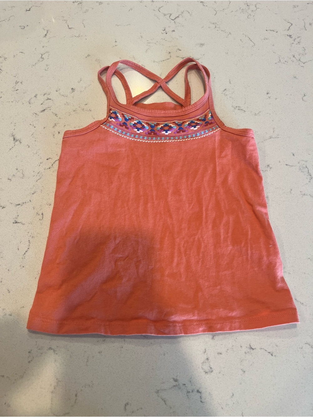 Oshkosh Girls' Coral Tank Top with Embroidered Aztec print on front - 4